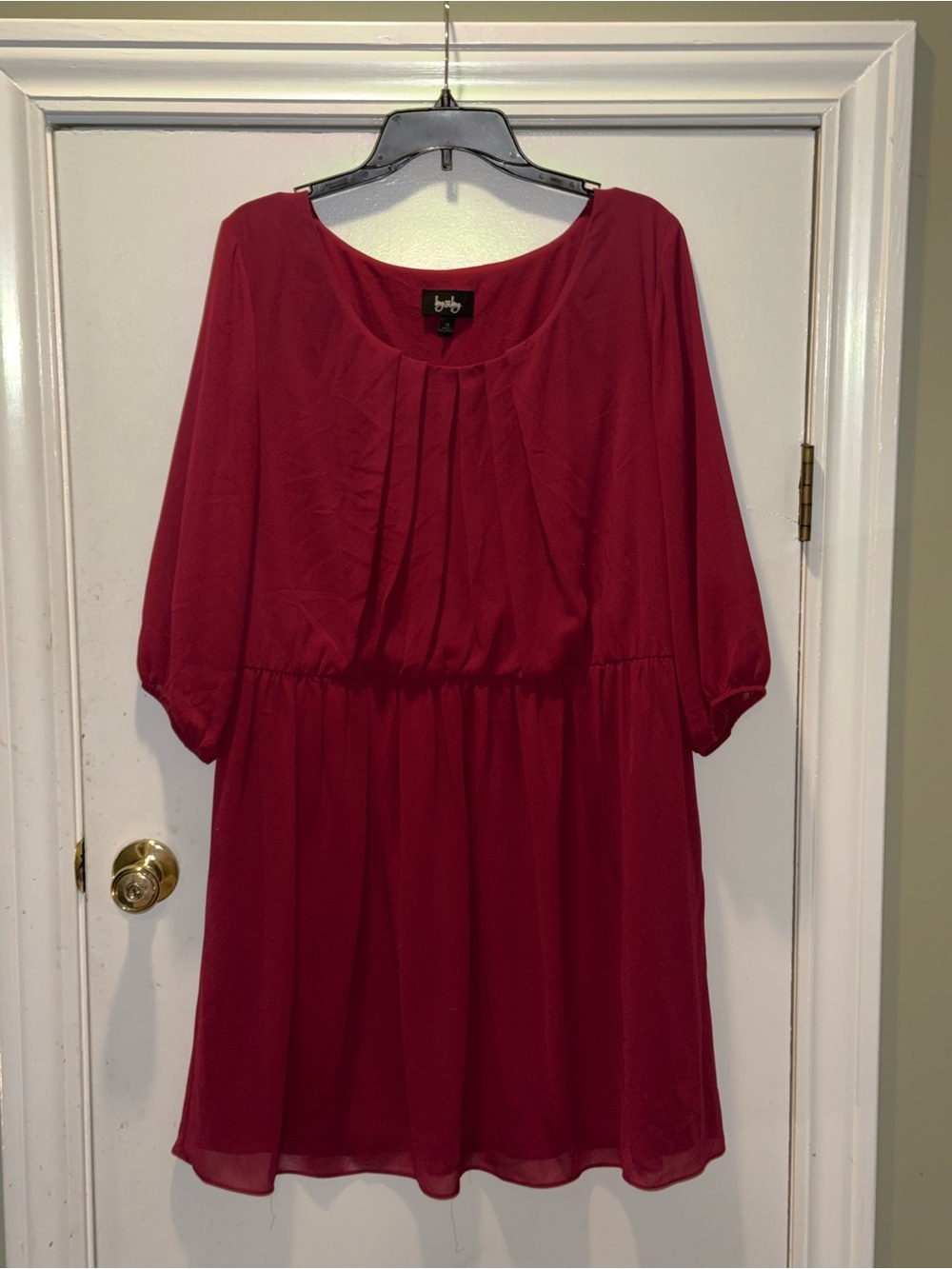 by & by Red 3/4 Length Sleeve Dress
